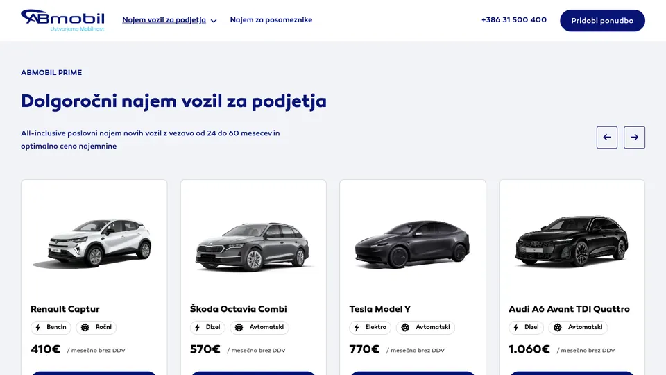 abmobil.si, ponudba dolgoročnega najema vozil