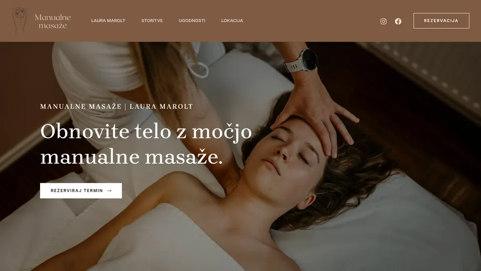 manualnemasaze.si, domača stran salona za masaže