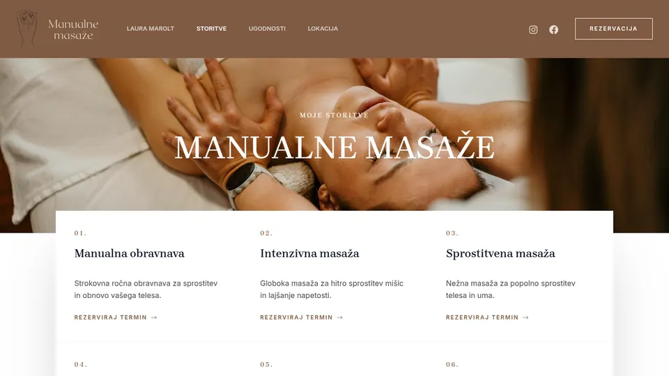 manualnemasaze.si, seznam storitev