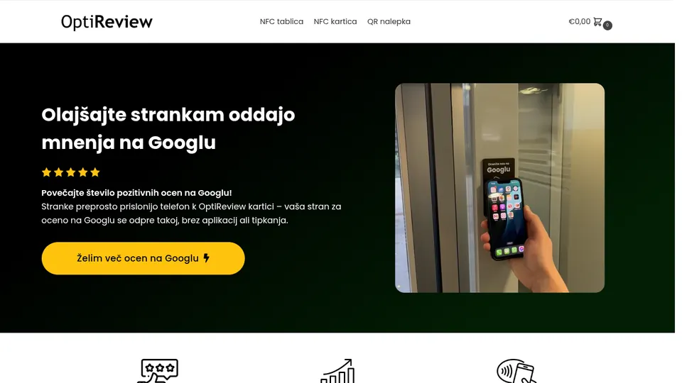 optireview.si, domača stran spletne trgovine