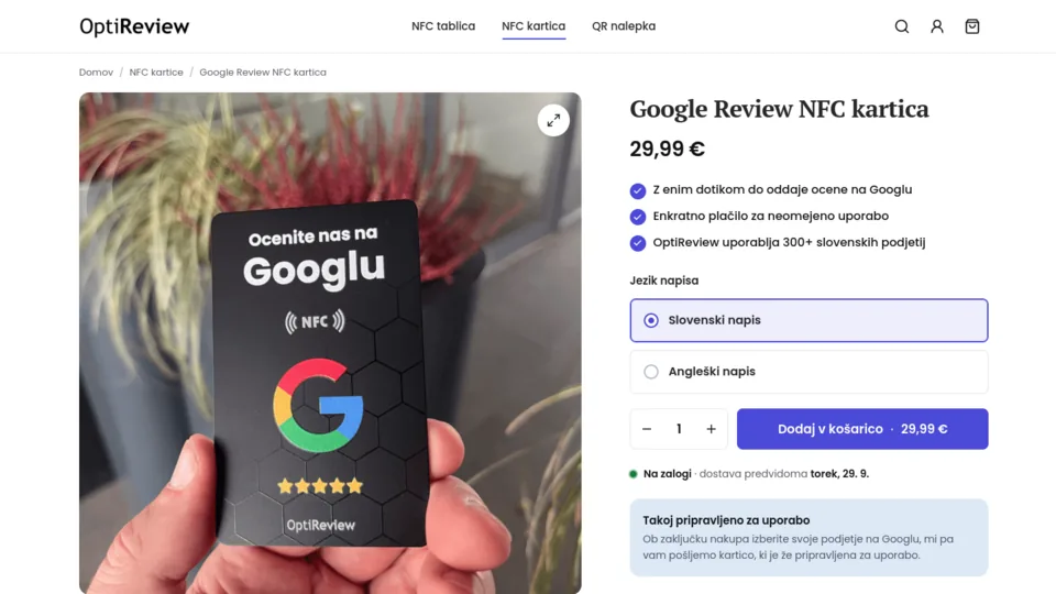 optireview.si, stran izdelka v spletni trgovini