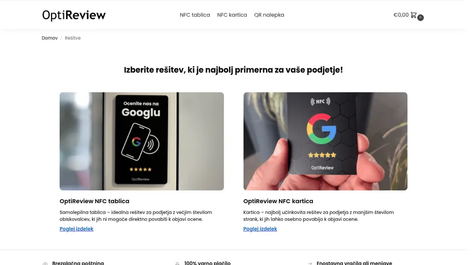 optireview.si, izbira rešitve